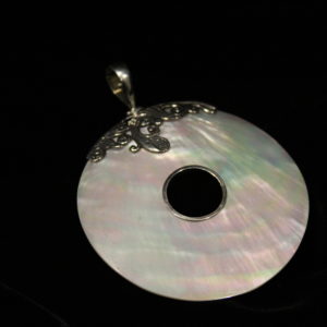 Antique Sterling Silver Mother of Pearl Ring Pendant