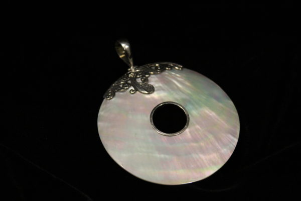 Antique Sterling Silver Mother of Pearl Ring Pendant