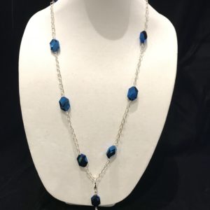 Cobalt Crystal and Silver Chain Necklace